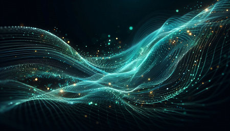 3d rendering of abstract particles and lines in cyberspace, digital background