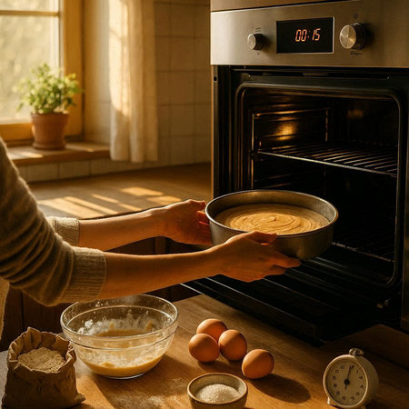 Close-up of woman's hands kneading dough in the ovenの写真素材