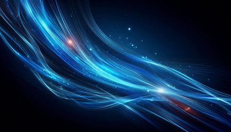 Abstract background with blue glowing lines and space for text. Vector illustration