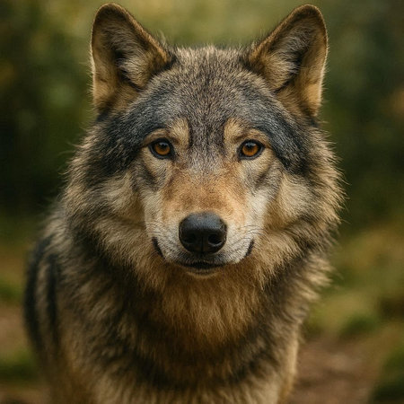 Portrait of a gray wolf (Canis lupus)