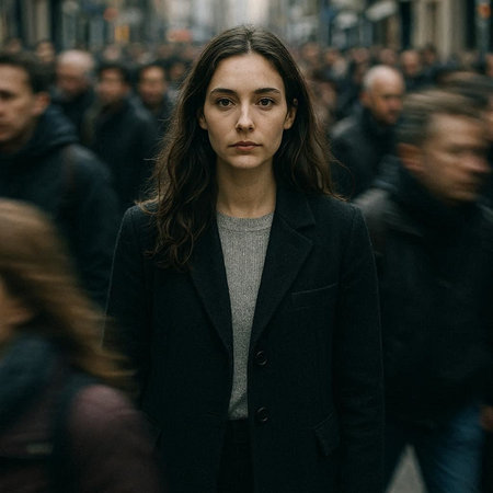 People gather outside Gucci fashion show building for Milan Women's Fashion Week in Milan.