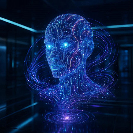 3d rendering of artificial intelligence concept in cyberspace with glowing human head