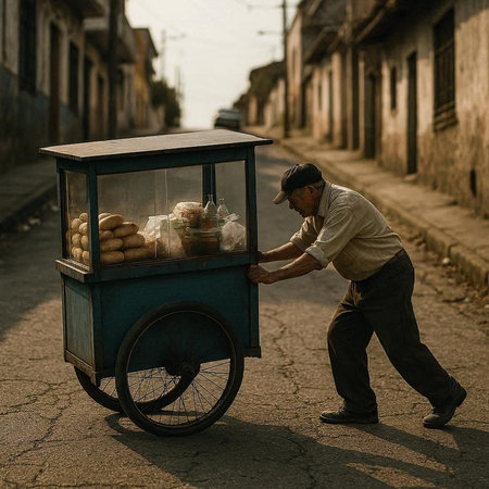Old man selling fresh bread in the street of Old Havana, Cubaの写真素材