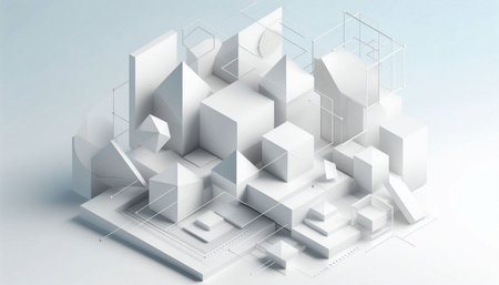 Abstract 3d rendering of the city. The concept of architecture and construction.