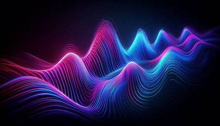 3D illustration of abstract fractal background for creative design looks like sound wavesの写真素材
