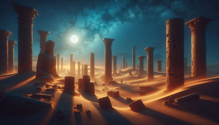 Ruins of ancient city of Persepolis in Iran. 3D renderingの写真素材