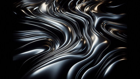 Metallic abstract wavy liquid background. 3d rendering, 3d illustration.
