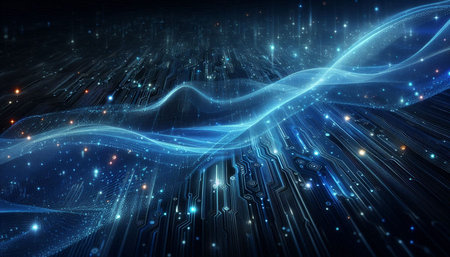 Futuristic technology wave background. Circuit board. 3d rendering
