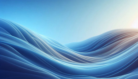 abstract blue background with smooth lines and light rays, 3d render