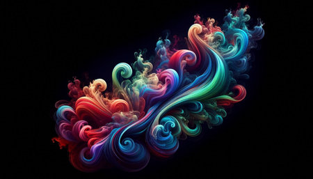 Colorful abstract smoke on black background. Fantasy fractal texture. Digital art. 3D rendering.