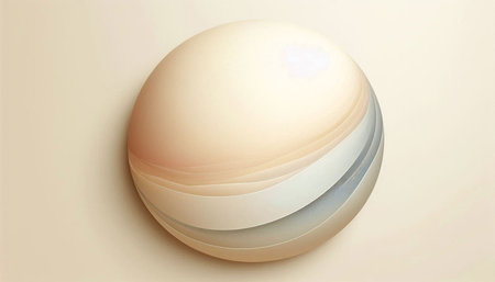 3d rendering of a white ball on a beige background.