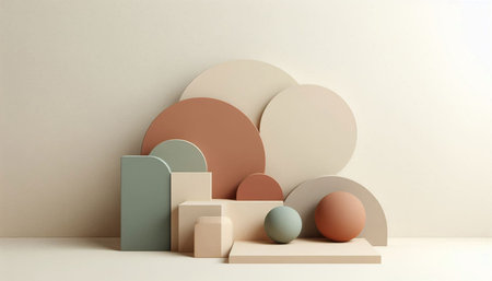 3d render of minimal abstract background, primitive geometrical forms, pastel colors