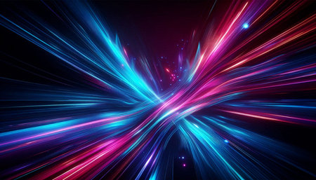 Futuristic technology wave background design with glowing lines and space for text