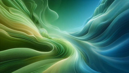 abstract background with smooth lines in green, blue and yellow colors