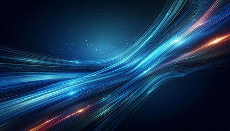 Abstract technology background with glowing lines and bokeh. Vector illustration