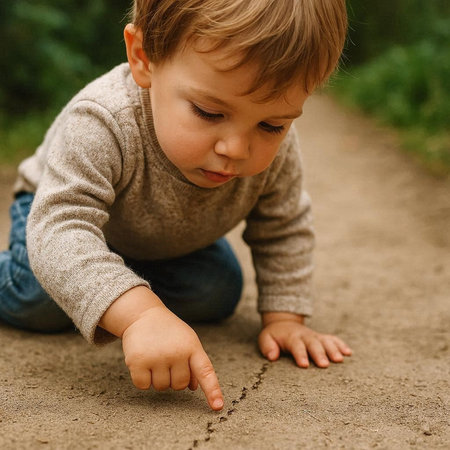 Cute little boy playing with sand in the park. The concept of childhood and leisure.