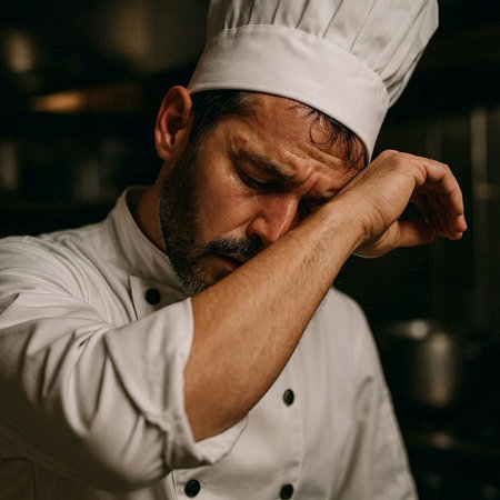Portrait of a male chef in a restaurant kitchen. Close-up.