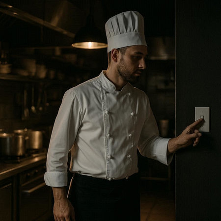 Portrait of a young male chef in the kitchen of a restaurant
