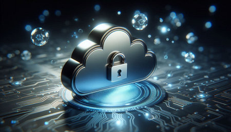 Cloud computing security concept. 3d rendering elements of this image furnished by NASA