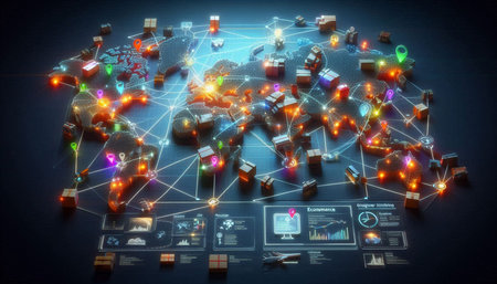 Digital image of global network and data exchanges over the globe. 3D rendering