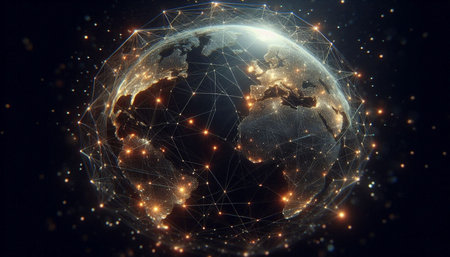 Global network connection on the planet Earth. Elements of this image furnished by NASA