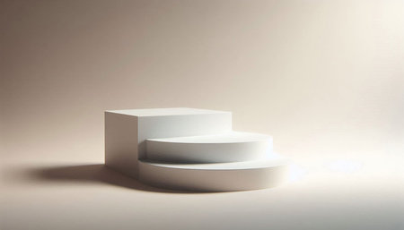 3d render of white podium on a light background. Podium for product presentation.