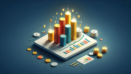 Finance graph on tablet. 3d illustration. Business concept.