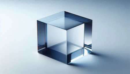 3d illustration of a blue glass cube on a white background.