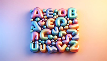 Alphabet made of colorful plastic letters. 3D rendering illustration.