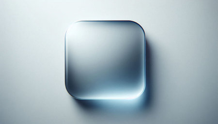 3d render of blue glass square on white background. Abstract background.