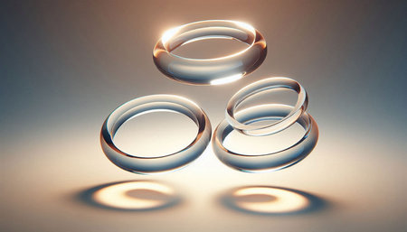 Wedding rings on a light background. 3D rendering.