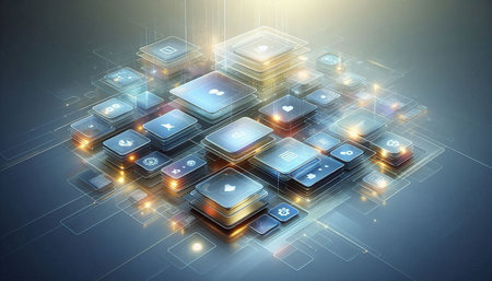 3D rendering of a technology concept with a lot of electronic components