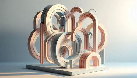 Abstract 3d rendering of geometric forms. Modern background for product presentation.