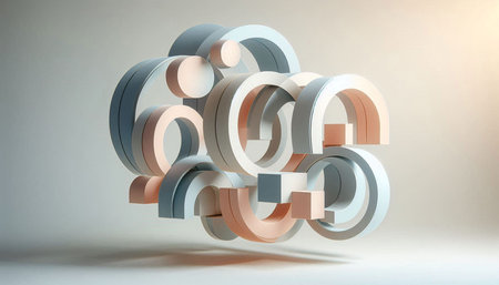 Abstract 3d rendering of geometric shapes. Modern background design for poster, cover, branding,...