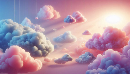 Colorful clouds in the sky. 3D illustration. 3D rendering