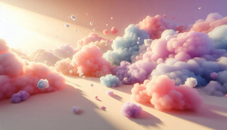 3d illustration of clouds in the sky with sun rays coming through them