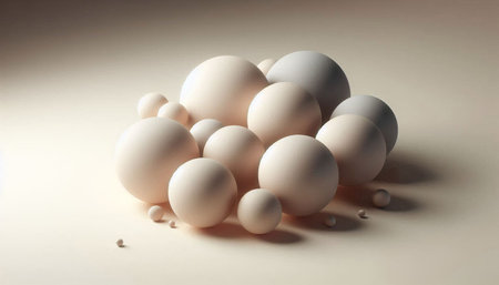 White balls on a light background. 3d rendering, 3d illustration.