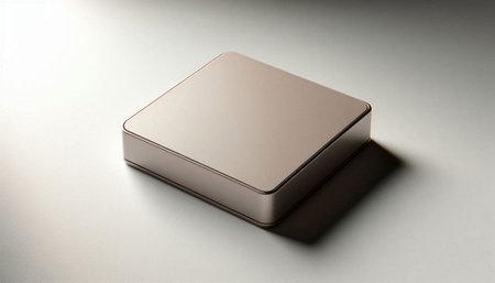 Mockup of a silver box on a white background. 3d rendering