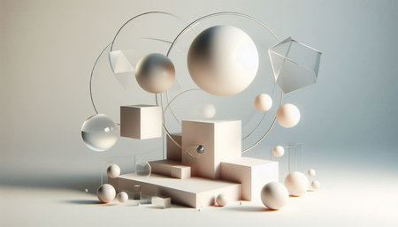 3d render of abstract geometric forms. Minimal scene with podium for product presentation.