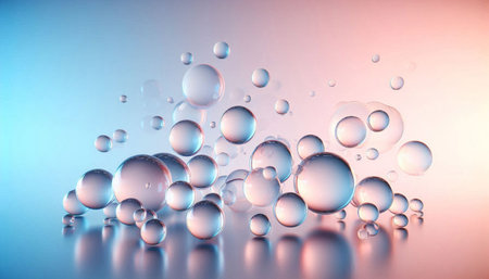 Bubbles in water on a blue background. 3d rendering