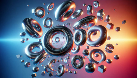 Abstract 3d rendering of shiny metallic background. Futuristic shape.