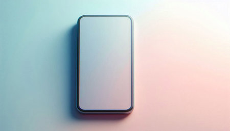 Smartphone mockup with blank screen isolated on pastel background.