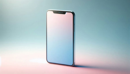 Smartphone with blank screen on blue background. 3D Rendering