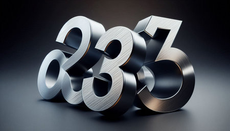 Metallic number 828 on dark background. 3D illustration.