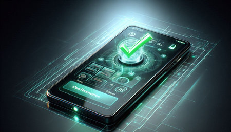 Smartphone with checkmark on the screen. 3d illustration.