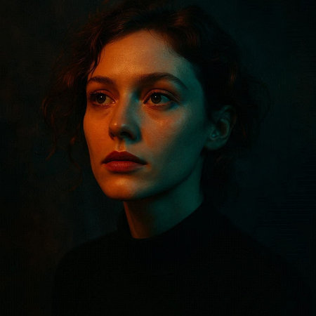 Portrait of a beautiful girl in a black dress. Studio shot.