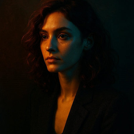 Portrait of a beautiful woman with curly hair. Studio shot.