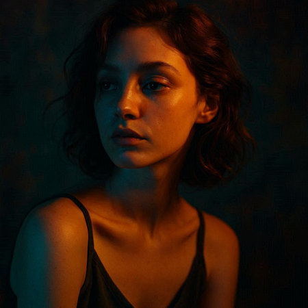 Portrait of a beautiful young woman with dark make-up.