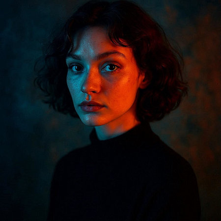 Portrait of a beautiful girl with curly hair on a dark background