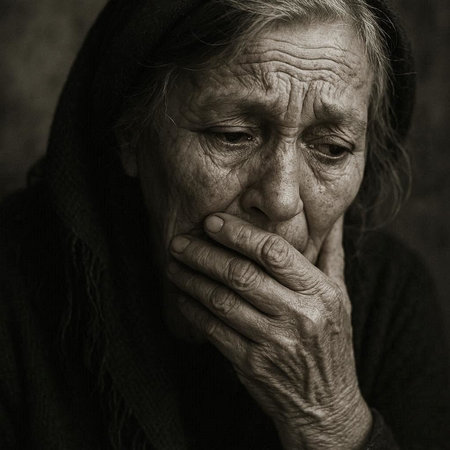 Portrait of an elderly woman. Selective focus. Toned.の写真素材